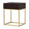 Saltoro Sherpi Bran 24 Inch Modern Side End Table, Brown Wood, Gold Steel Base, 1 Drawer-